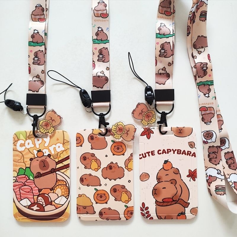 

ID Card Holder Name Tag Lanyard / Kalung Wadah Kartu Identitas Tapping Cute Capybara Kapibara Lucu