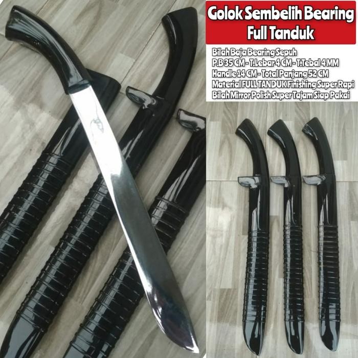 PREMIUM GOLOK SEMBELIH BAJA BEARING GAGANG SARUNG FULL TANDUK SUPER TAJAM