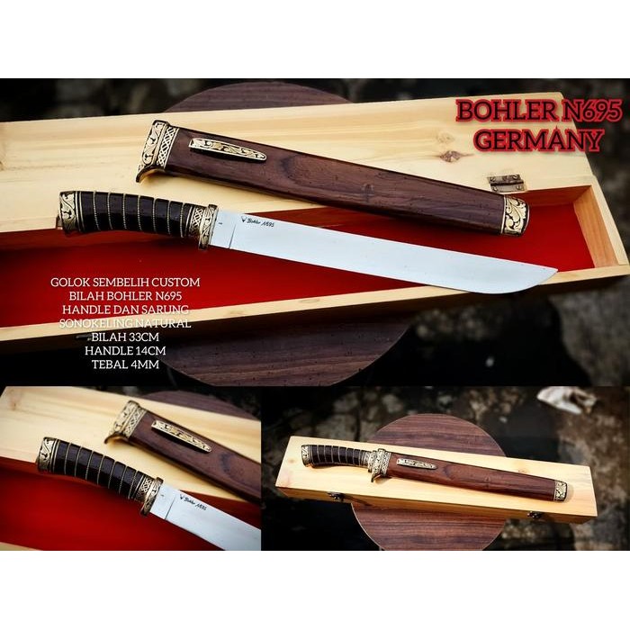 PREMIUM GOLOK SEMBELIH BOHLER N695 CUSTOM FREE BOX