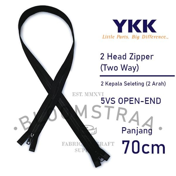 PREMIUM Resleting Jaket YKK 2 Kepala 70cm Sleting 28 Zipper Vislon Double 5VS