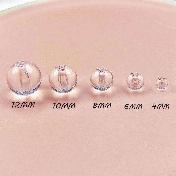 PREMIUM Ready Stock 20-100pcs 4-12mm Manik Manik Kristal Clear Quartz Mote Bulat Bening Transparant