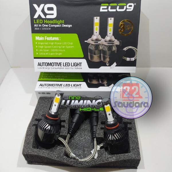 Lampu Mobil Hb3/Hb4 3 Warna X9 Eco9 Lunos Led 3 Color