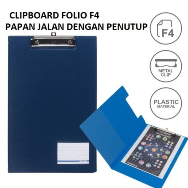

Ready JT Bantex Clipboard Papan Jalan Ujian Dengan Cover Penutup Size Folio F4