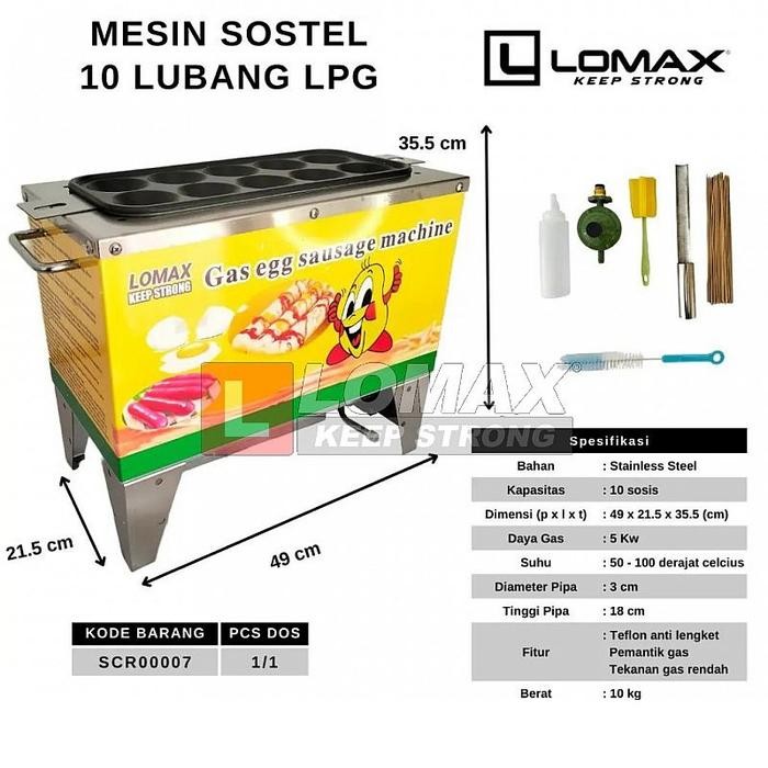 MESIN SOSIS TELUR SOSTEL 10 LUBANG GAS MESIN SOSIS TELOR