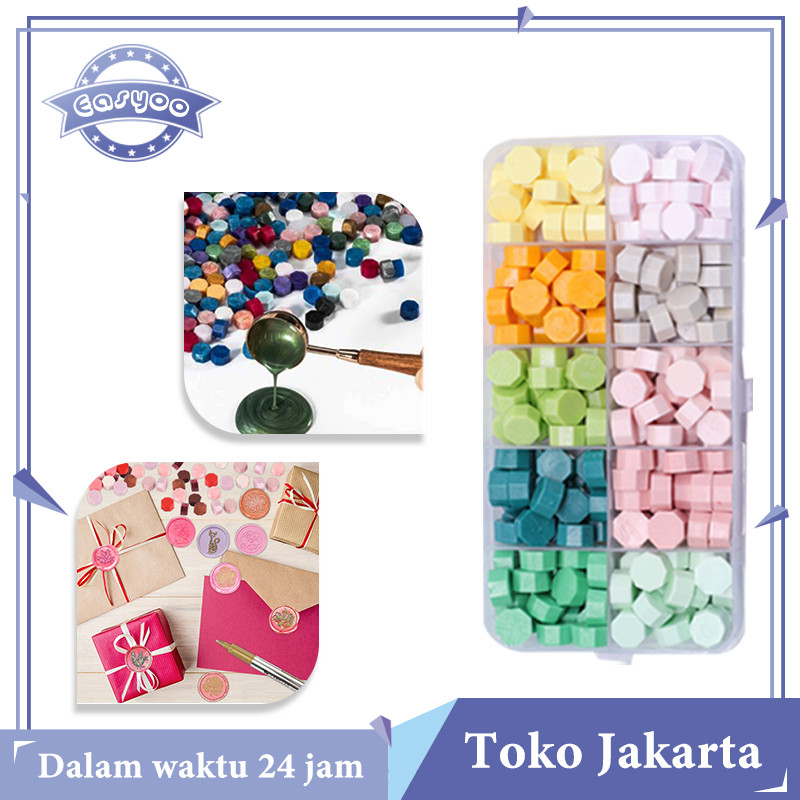 

Isi 200 Octagon Wax Particles DIY Lilin Wax Partikel 10 Color DIY Stempel Wax