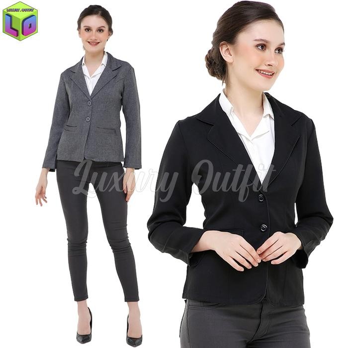 ORIGINAL Blazer wanita Terbaru korea Blezer Formal Kerja Kantor Wanita, Jas Hitam Kerja Polos Outer