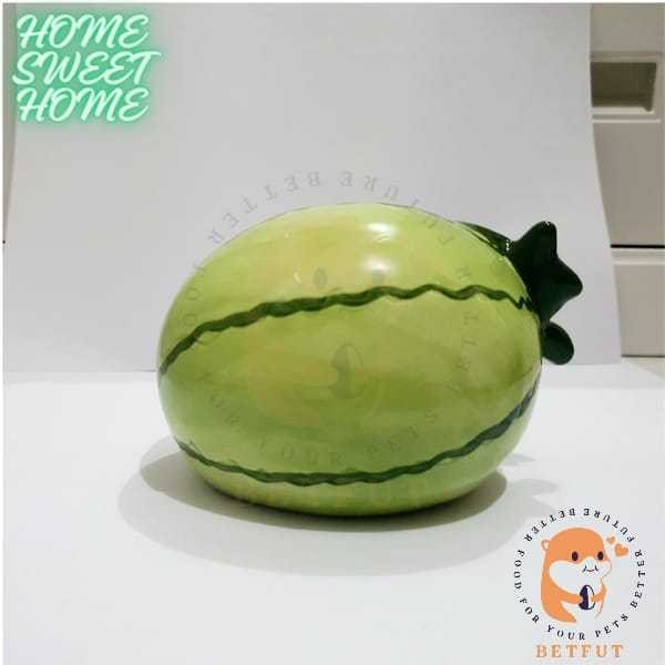 Rumah keramik hamster motif semangka / hideout keramik hamster / rumah keramik semangka hamster