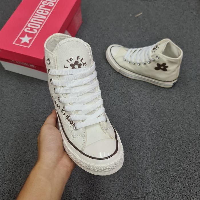 Sepatu Sneakers 70S High X Golf Le Fleur Cream Sol Glossy Import