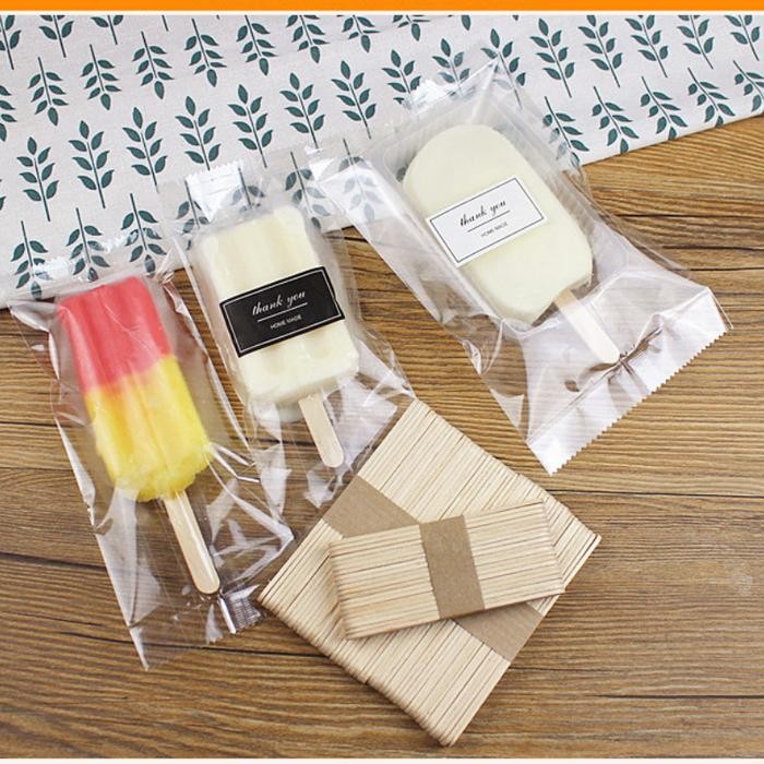 SALE 100PCS KANTONG CETAKAN ES KRIM TRANSPARAN POPSICLE BAHAN PLASTIK BKM