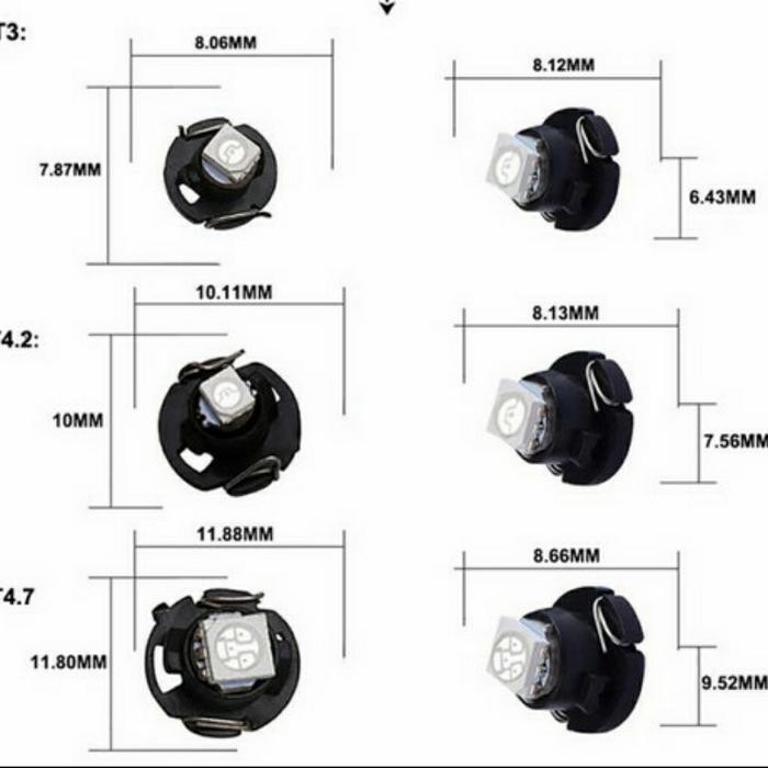 ID LAMPU LED T3 T4.2 T4.7 SPEEDOMETER DASHBOARD PANEL AC MOBIL