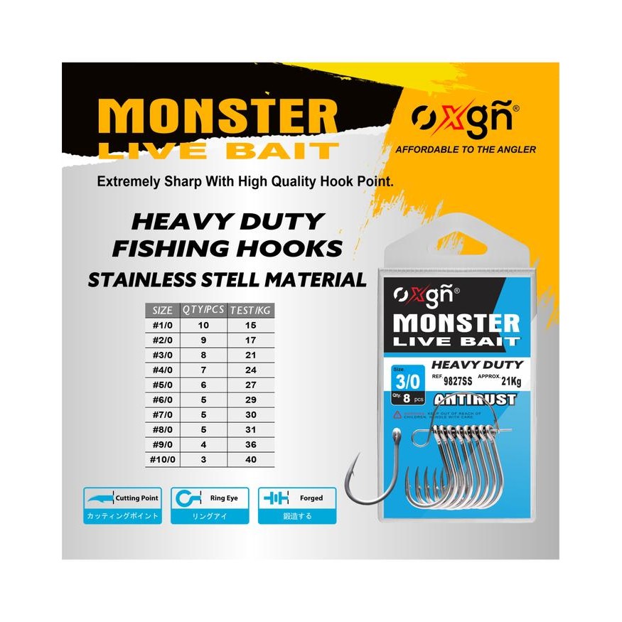[ REDY ] MATA KAIL PANCING OXGN MONSTER LIVE BAIT FISHING HOOK STAINLESS STEEL