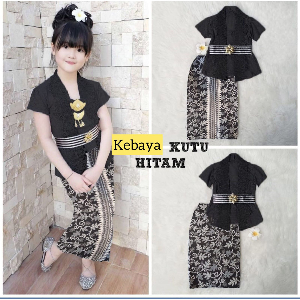 Baju Kebaya Anak Perempuan Pakaian Adat Tradisional Bali Jawa Set Kebaya Kutubaru Bayi Balita Brukat