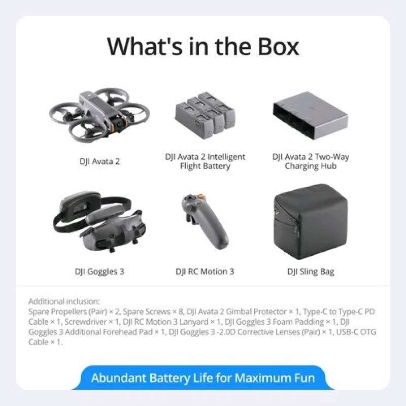 Bkp Dji Avata 2 Fpv Drone Fly More Combo 3 Battery Drone Camera With Goggles 3 + Rc Motion