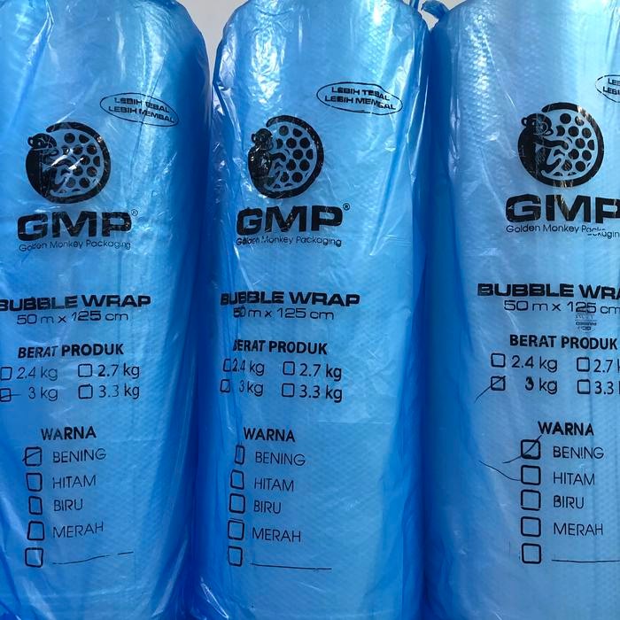 

Happy- Bubble wrap Bening / hitam Tebal 125cm x 50M merk GMP 3KG