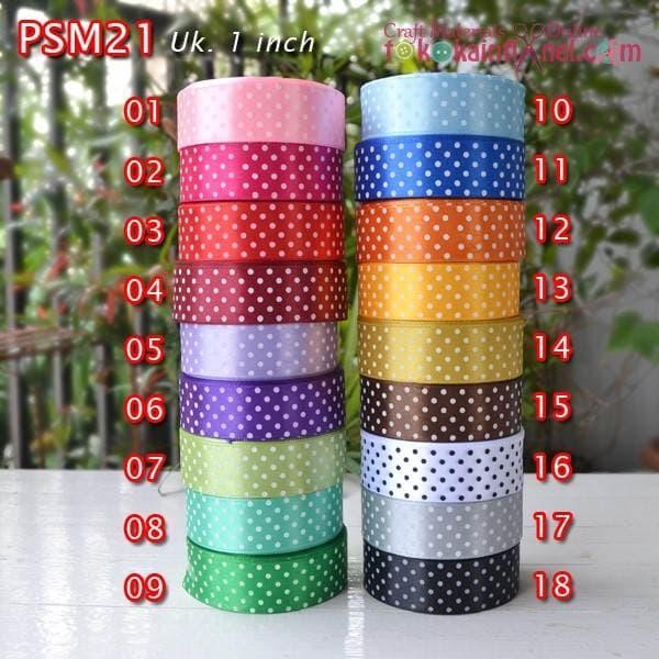 

Pesta- PSM21 Pita Satin Motif Polkadot Kecil lebar 1 inch (Per Roll)