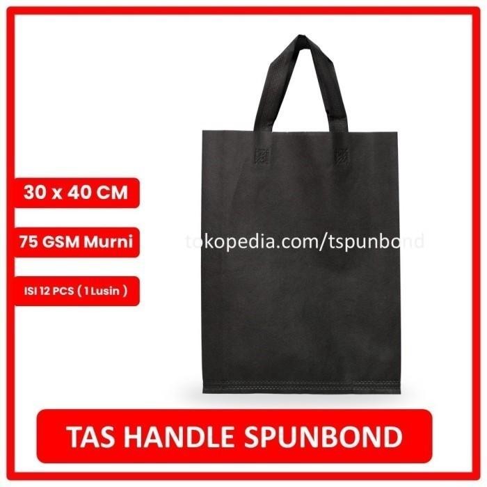 

Pesta- Tas Promosi Spunbond Handle ukuran 30x40 Lusinan - Warna Hitam