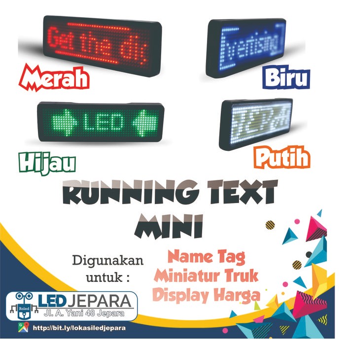 Papan Nama LED BADGE Running Text Mini