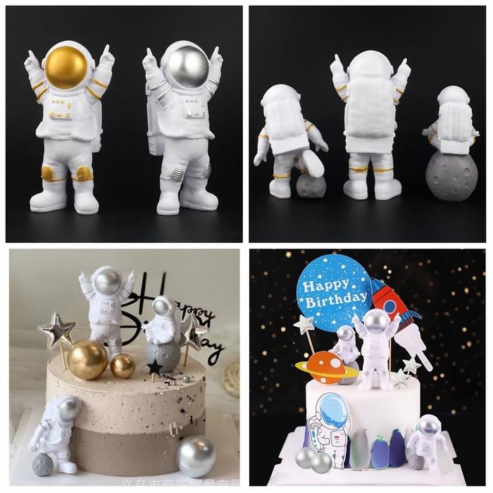 Pesta- Cake Topper Desain Astronot Luar Angkasa