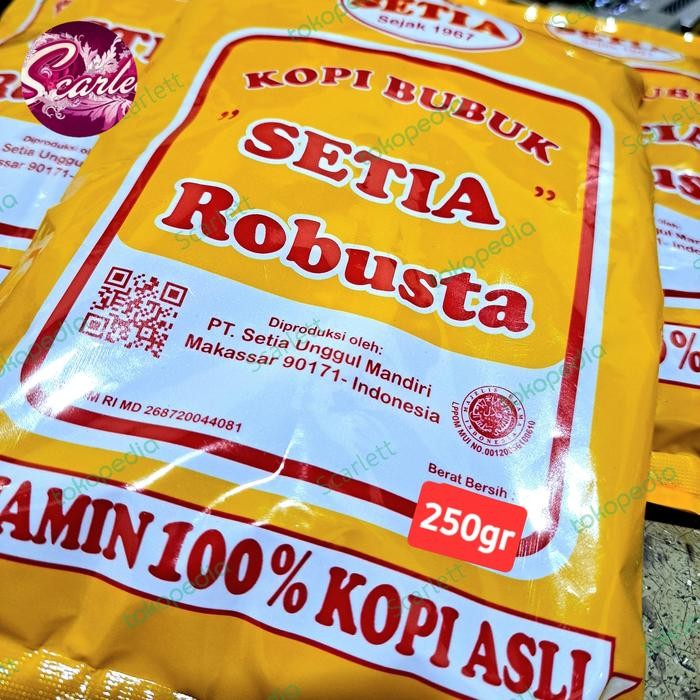 

Kopi SETIA Robusta 250gr BUBUK dan BIJI Khas Makassar