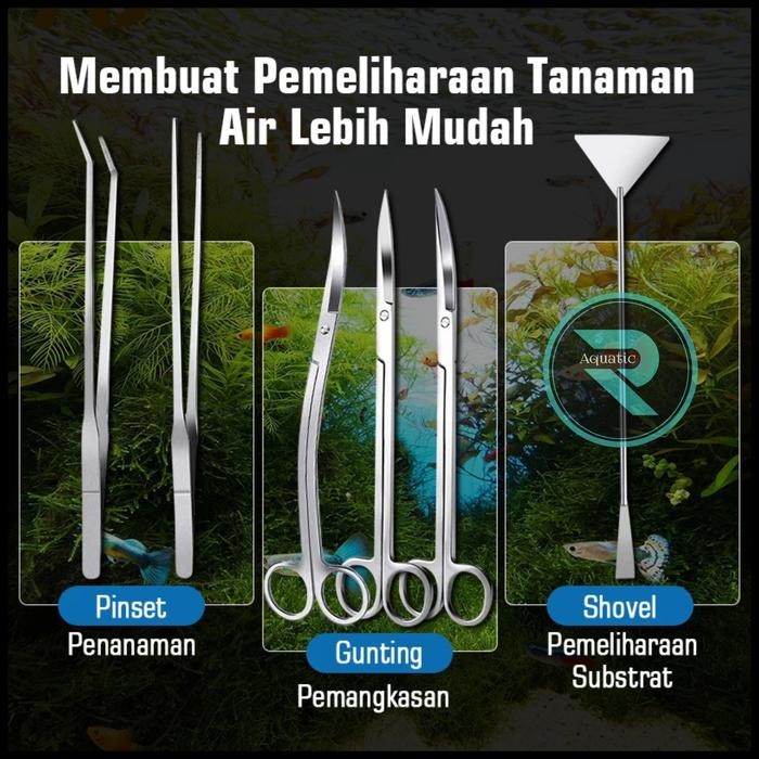 aquascape tool set gunting pinset scraper stainless