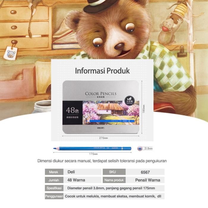 

FLASH SALE - DELI HIGH-GRADE OIL PENCIL COLOR PENSIL WARNA MINYAK 36 WARNA 6566 STATIONERY