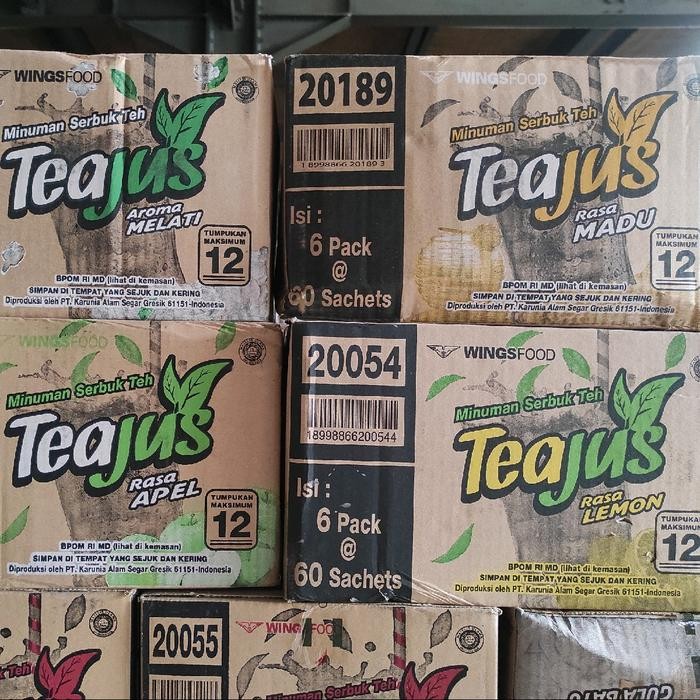 

Terlaris- Minuman Serbuk Teh Teajus Gula Batu / Apel / Melati / Madu Per Dus (360 Pcs) Air Lemon