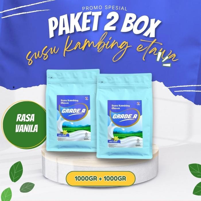 

BARANG TERLARIS PAKET 2 BOX GRADE A SUSU KAMBING ETAWA RASA VANILA 1KG