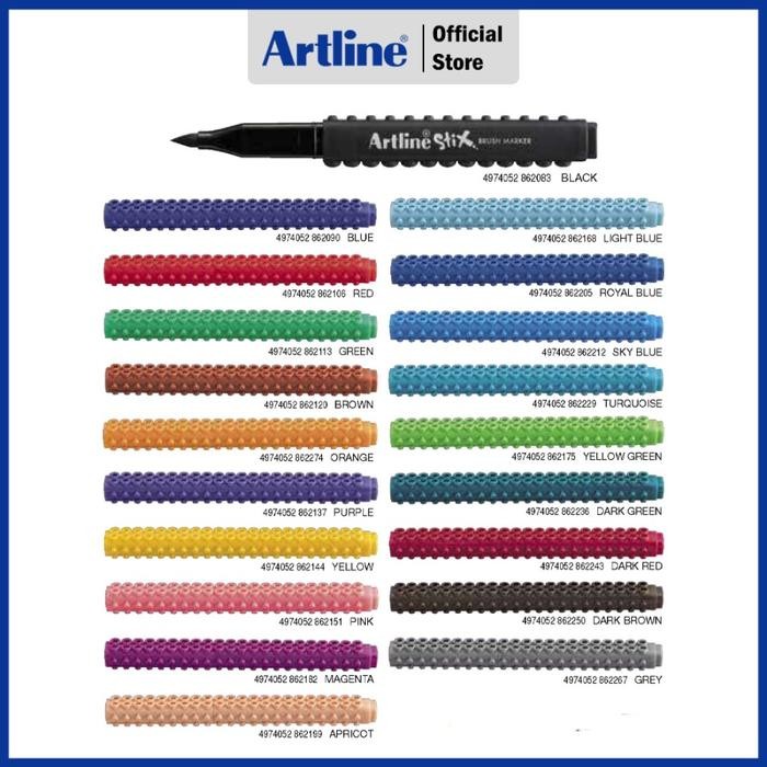 

SPIDOL ARTLINE DRAWING STIX BRUSH MARKER SET 12 WARNA ETX-F/12WK