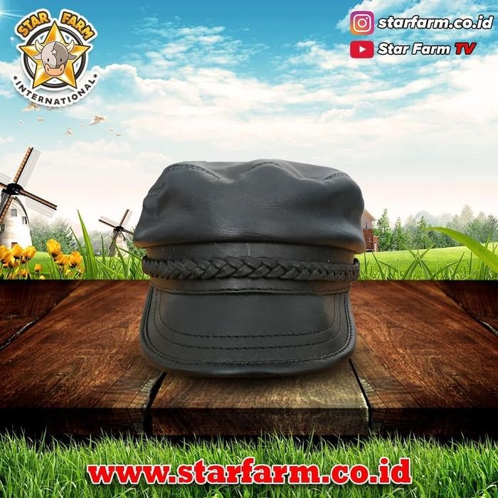 ,,,,,,,] Topi Pria Kulit Asli Garut Model Nahkoda Kapal Mewah Baru Murah TOP