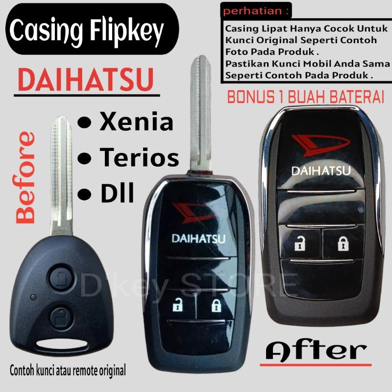 Casing Kesing Kunci Lipat Flip Key Untuk Kunci Mobil Daihatsu Xenia Terios