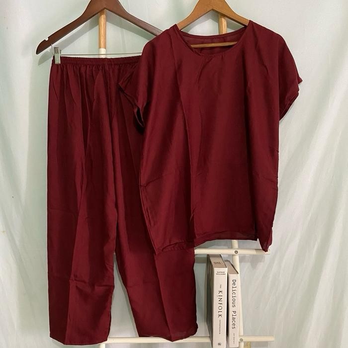 Ready Setelan Rayon Polos Jumbo Oneset Rayon Polos Jumbo Xxl Piyama Polos Jumbo Baju Tidur Baju