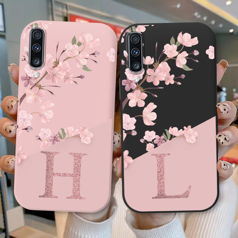Letter Flower Phone Case For Samsung Galaxy A50 A50S A30S A70 Shockproof Tpu Bumper Soft Silicone