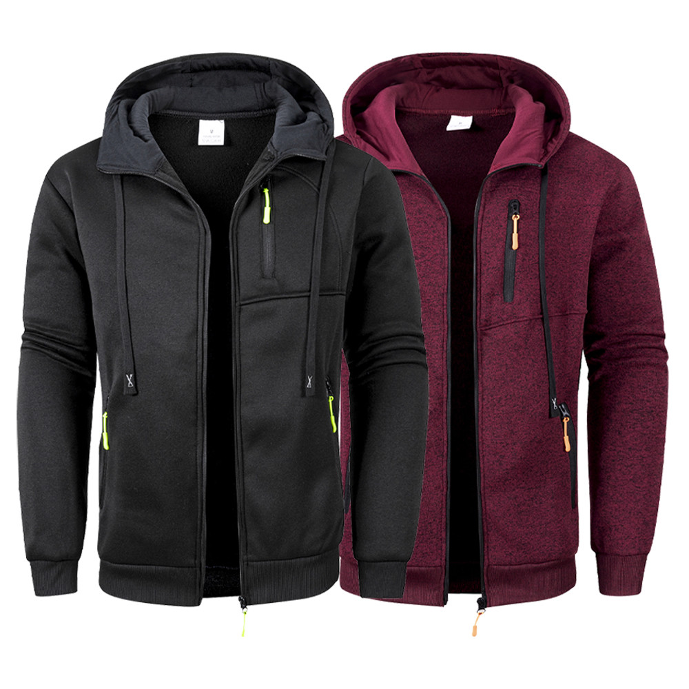 Men'S Long Sleeve Sweatshirts For Men Zipper Hooded Oversize Warm Hooded Jacket Coat Outdoor