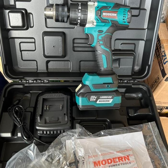 Mesin Bor Cordless 13mm M21 MODERN 20V / BRUSHLESS IMPACT HAMMER M-21 BOR TANGAN BATERAI