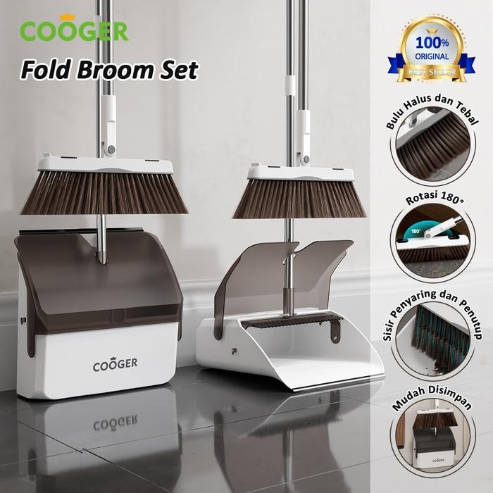 COOGER Sapu Lantai Alat Pembersih Lantai Sapu Pengki Set Kuat Ringan Tidak Mudah Rontok