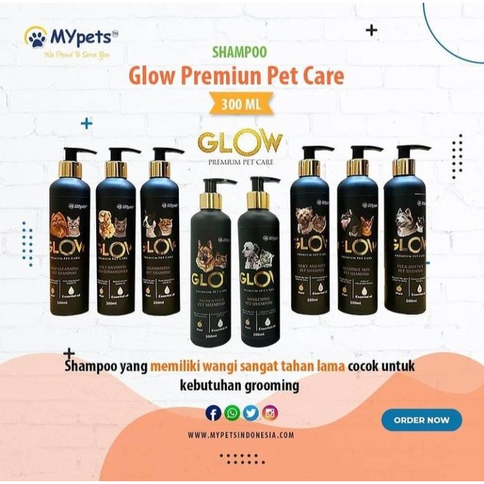 Glow Shampo Premium Pet Care 300Ml/ Shampoo Hewan Anjing Kucing
