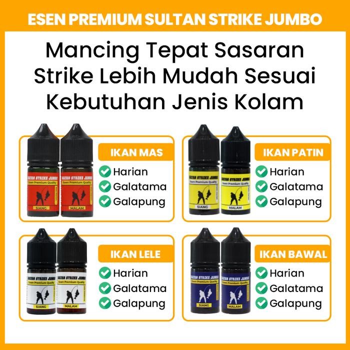 Sale Terbatas Essen Sultan Strike Jumbo 30 Ml X 2 Botol (Siang & Malam) Essen Ikan Mas Lele Patin