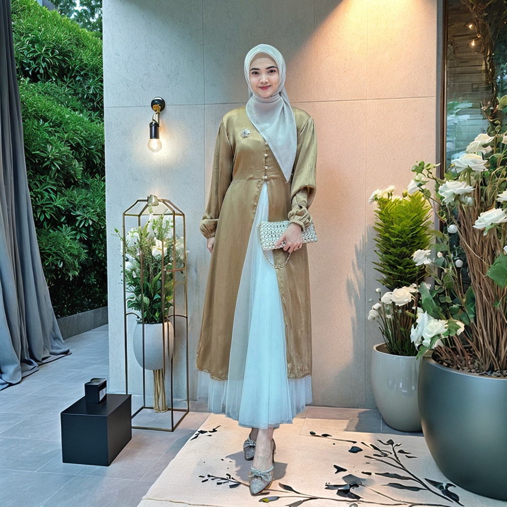 FANMU Long Tunik Wanita Tunic Silk Kondangan Premium