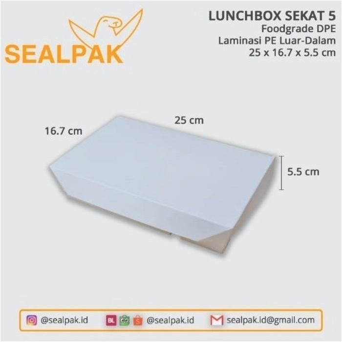 Paper Lunchbox Sekat 5 / Kotak Nasi / Kotak Bento / Dus Nasi (Polos)