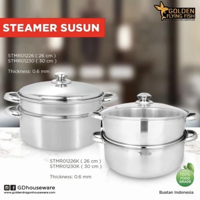 Steamer Stainless Golden Flying Fish Susun 2 - 26 CM