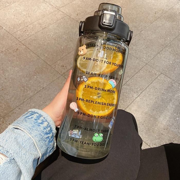 BOTOL MINUM MOTIVASI VIRAL 2LITER BENING BPA FREE