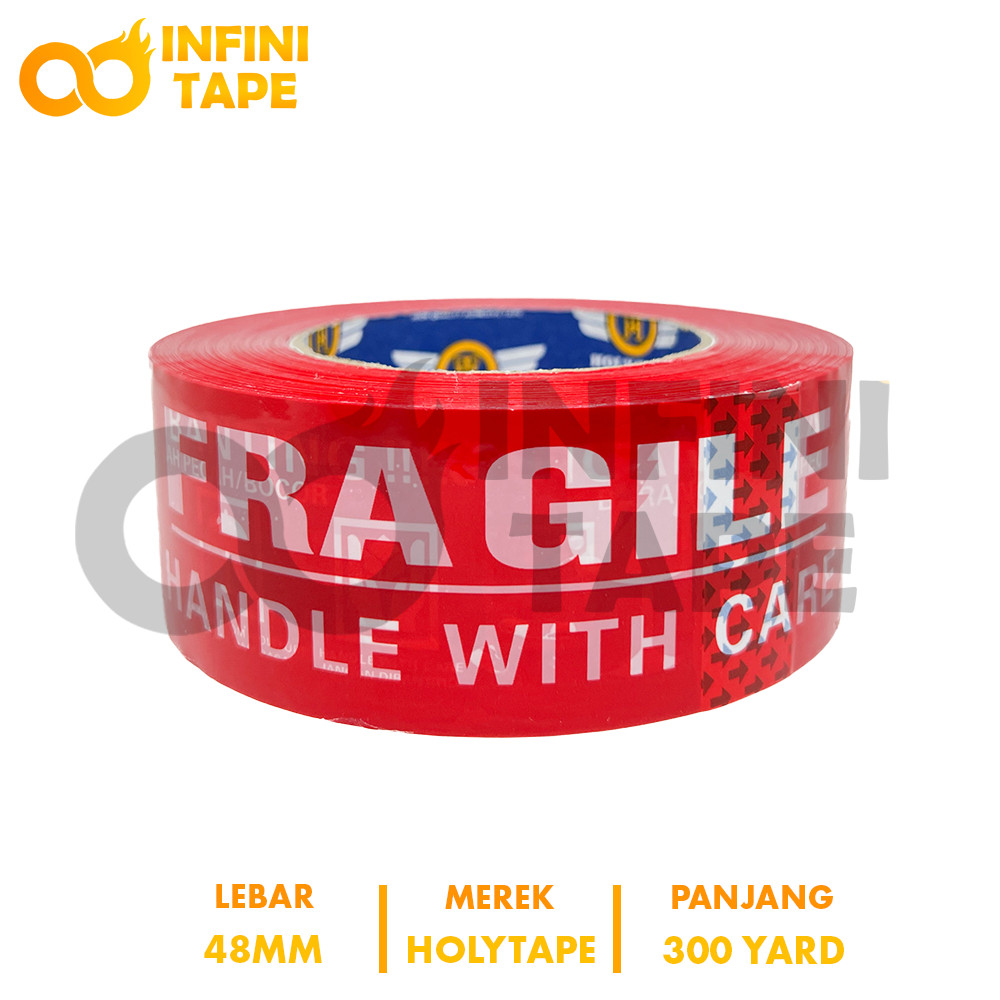 

Lakban Fragile Merah Handle With Care 300 Yard x 48 mm x 48 Micron Jangan Dibanting Holytape