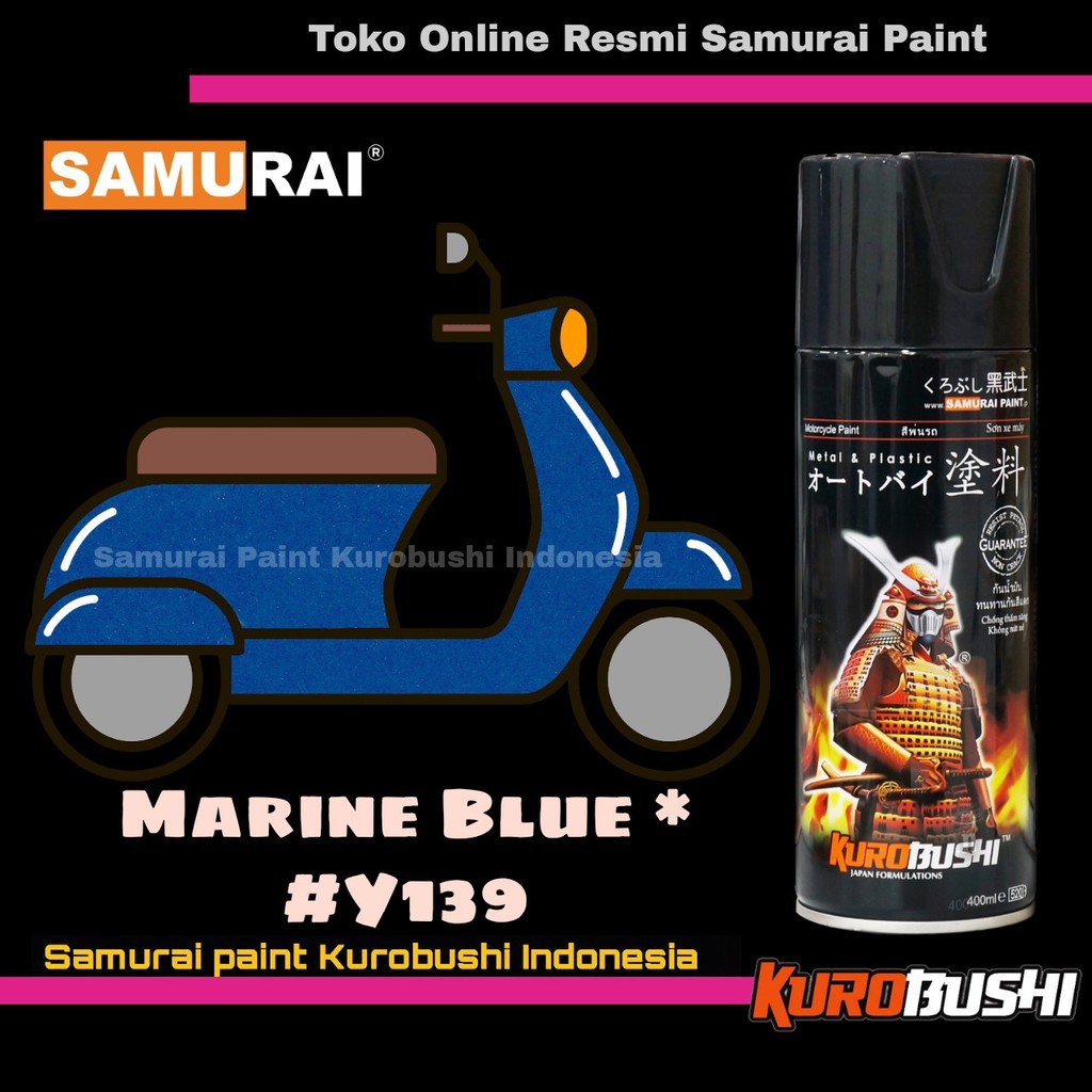 Samurai Paint MARINE BLUE Y139 Warna Biru Candy / Blue Candy Yamaha Cat Semprot Aerosol Samurai