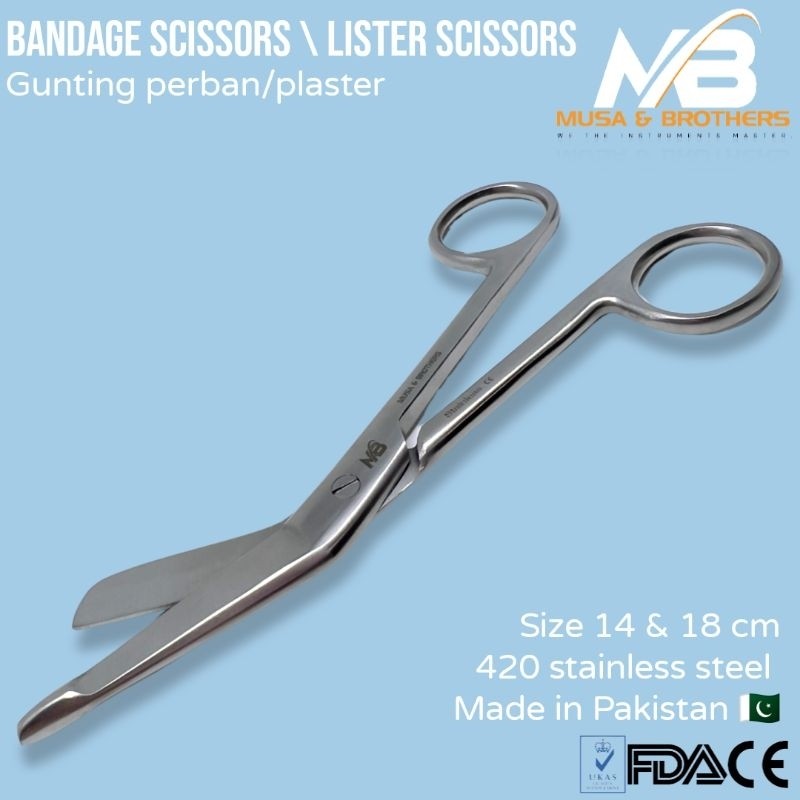 MB Bandage scissors premium quality , Lister scissors, Gunting perban, gunting plaster. Alkes
