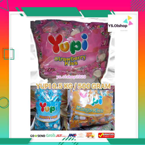 

Aneka Yupi Reseller 500 Gram rasa Strawberry Stoberi, Mango Kiss & Fruity Puff Expired 2026