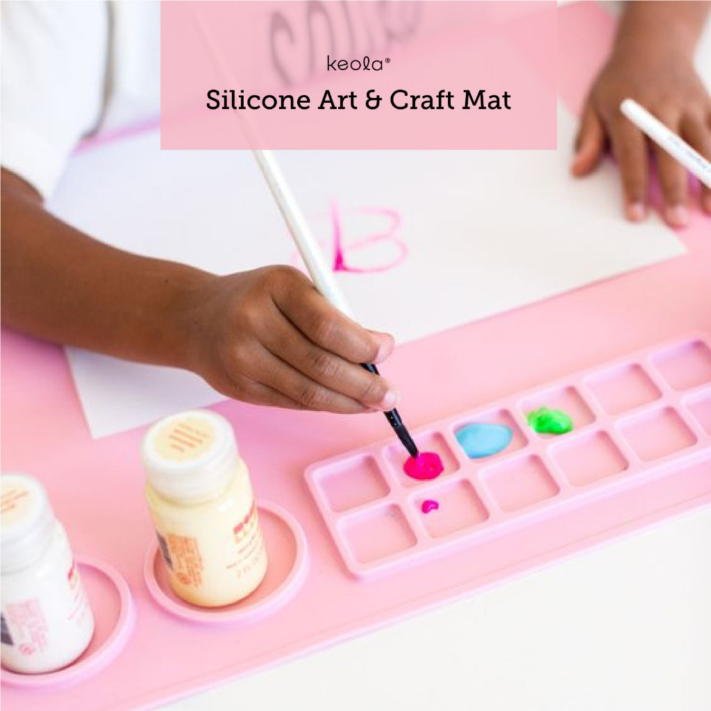 

Keola Silicone Painting Mat Art Mat with Water Cup and Paint Holder Alas Lukis Silikon Wadah Cat