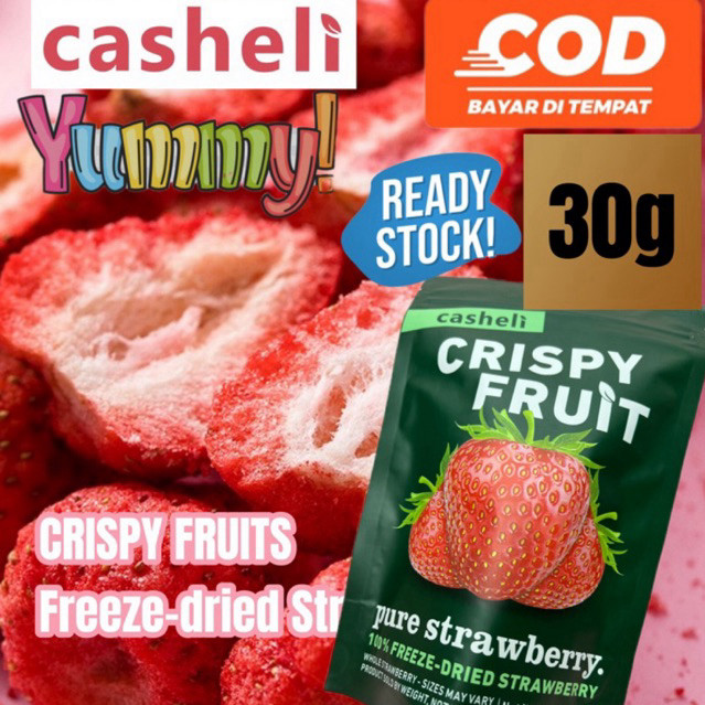 

casheli Stroberi Kering 30g Crispy Freeze-dried Premium Stroberi Snack Buah Asli