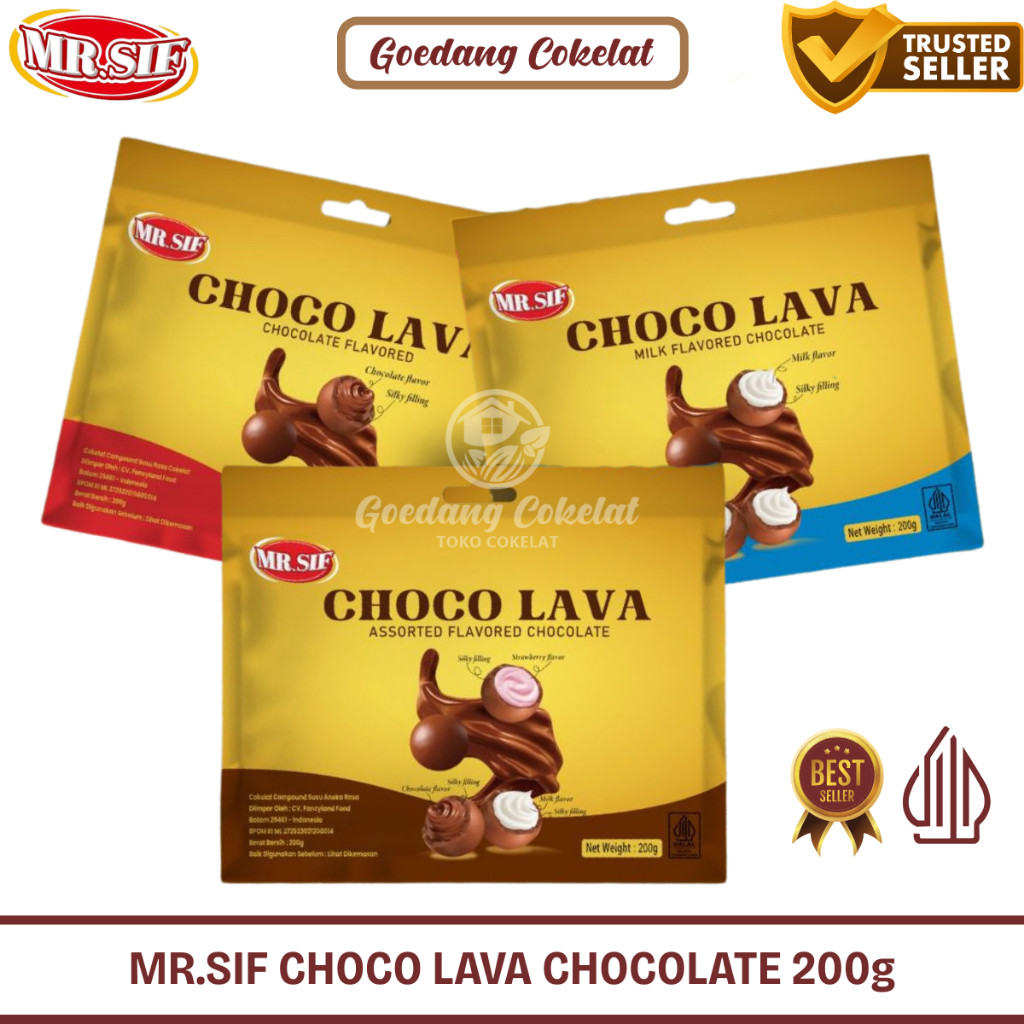 

MR.SIF CHOCO LAVA Assorted Milk Chocolate 200g Ailisha Bola Cokelat Bulat Isi Milk Strawberry Coklat