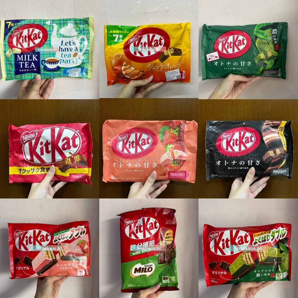 

KITKAT MINI DARK CHOCOLATE MATCHA / ORIGINAL / KITKAT MILO / KITKAT DOUBLE STRAWBERRY / KITKAT MILK