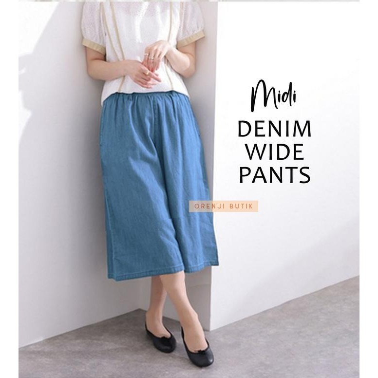PREMIUM PREMIUM MIDI Denim Wide Pants / Kulot Denim / Rok celana SEBETIS Bigsize Jumbo